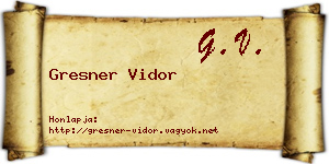 Gresner Vidor névjegykártya